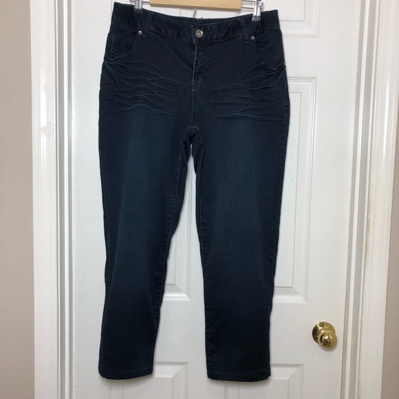 Lane Bryant Soft Stretchy Cotton Dark Wash Whiskered Straight Jeans 16 - Picture 2 of 15